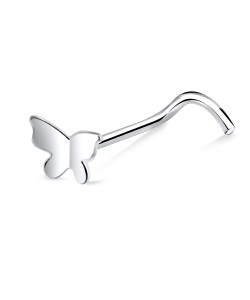 Butterfly Shaped Silver Curved Nose Stud NSKB-130